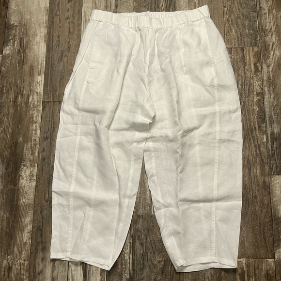 Eileen Fisher Pants - Eileen Fisher Cream Linen Trousers Size LP